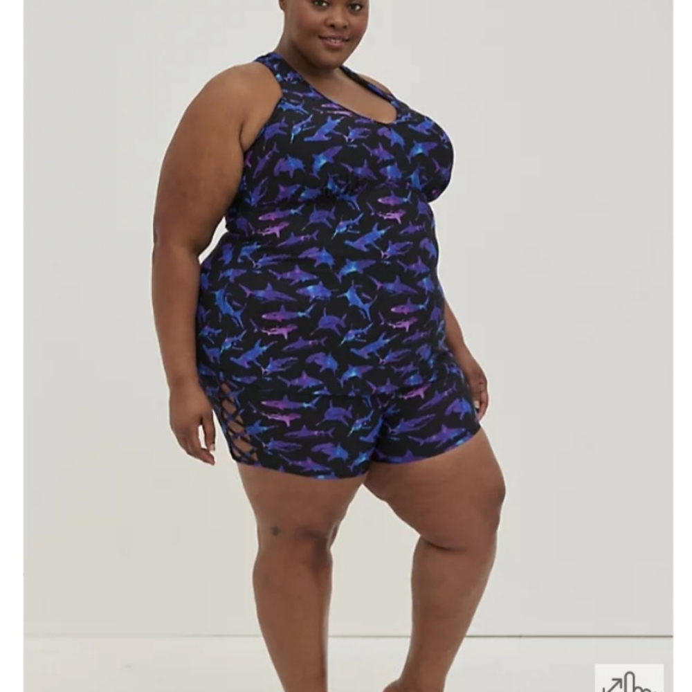 Torrid Set! 🦈  Shark Print Racerback Tankini and Strappy Swim Shorts